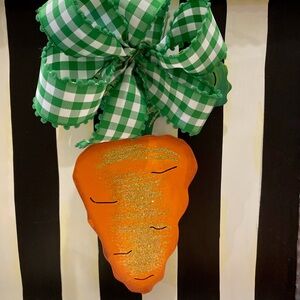 Green and Orange Holiday Metal Charm Carrot Decoration